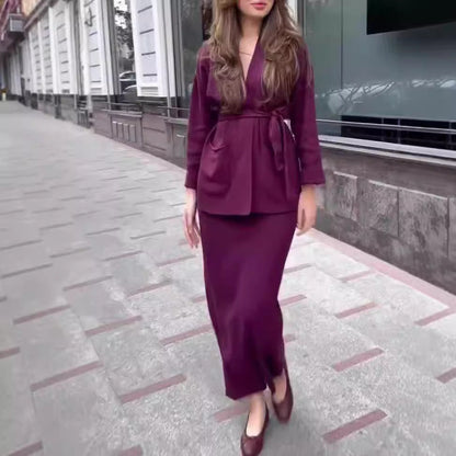 Damen Bleistiftkleid mit Blazerjacke und Taschen Eveloria