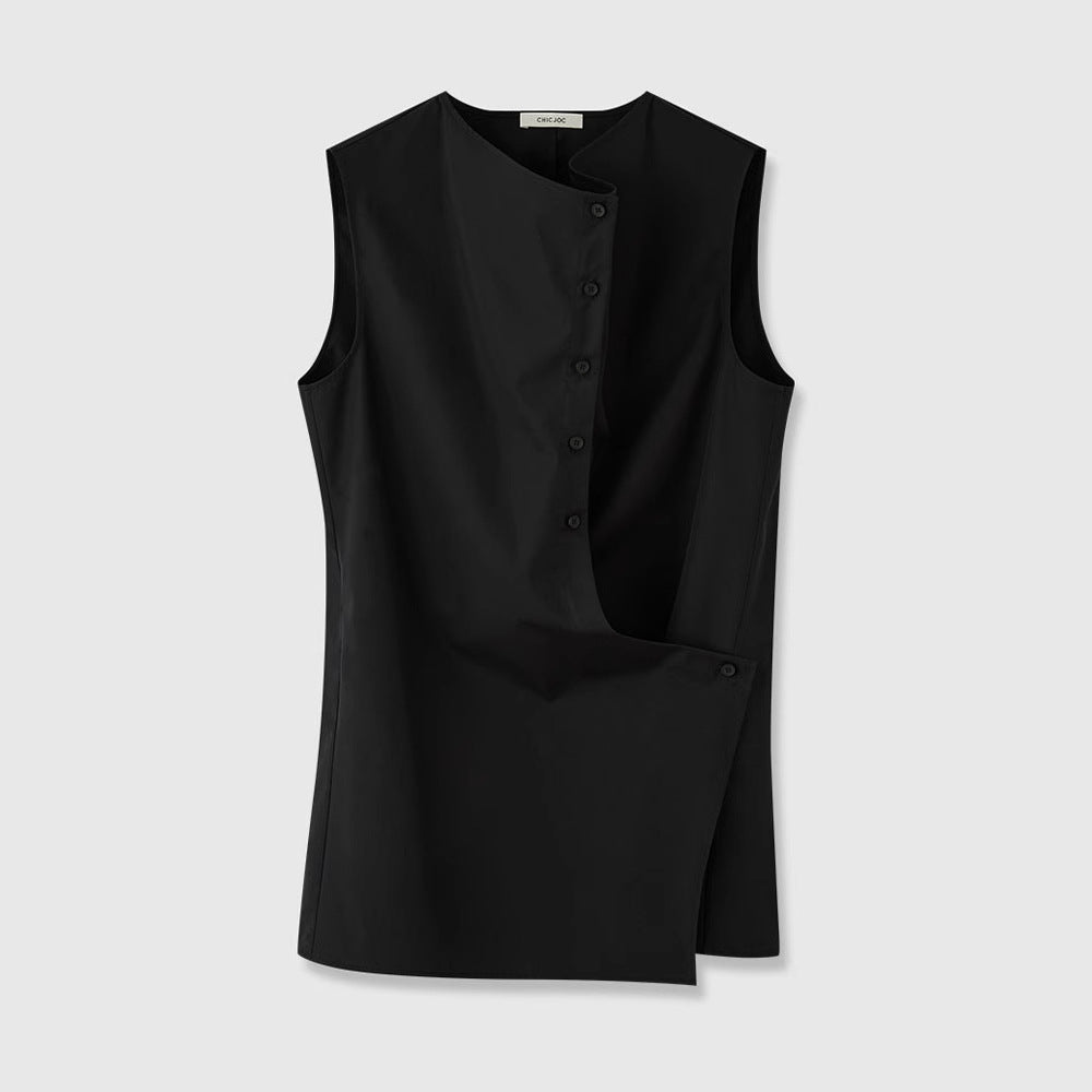Damen Ärmelloses Hemd Asymmetrischer Schnitt Eveloria