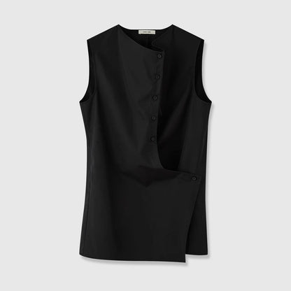 Damen Ärmelloses Hemd Asymmetrischer Schnitt Eveloria