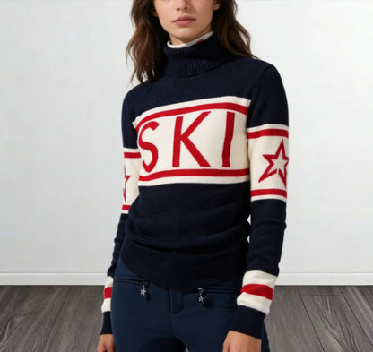 Damen Sportpullover Hochkragen Ski-Design Eveloria