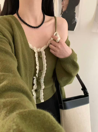 Damen Strickshirt Spitzenbesatz Lässiger Schnitt Weiße Eveloria