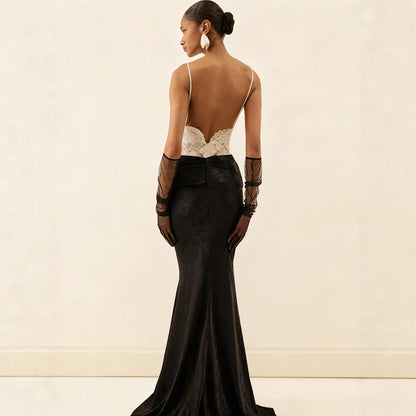 Damen Abendkleid Korsett-Design mit Schößchen Langer Saum