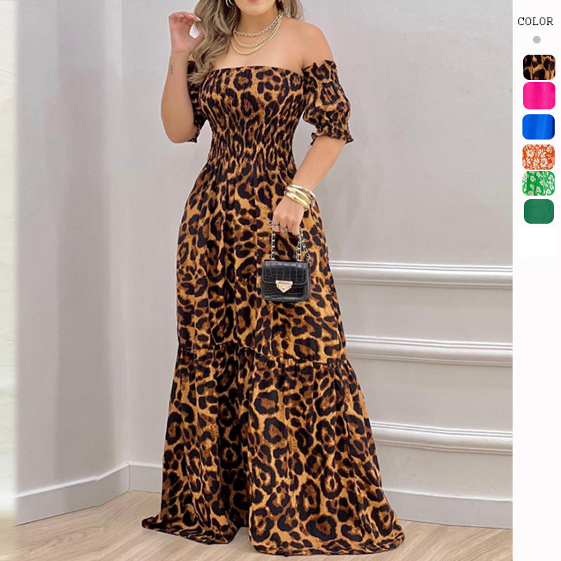 Damen Maxikleid Schulterfrei Rüschen Details Luftig Eveloria - Eveloria