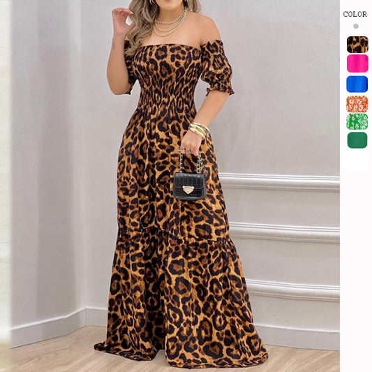 Damen Maxikleid Schulterfrei Rüschen Details Luftig Eveloria - Eveloria