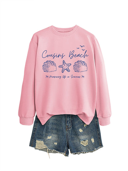Damen Sweatshirt Maritimes Motiv Bequamer Schnitt Grau Eveloria
