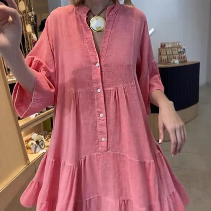 Damen Blusenkleid Voluminöse Rüschen Details Eveloria