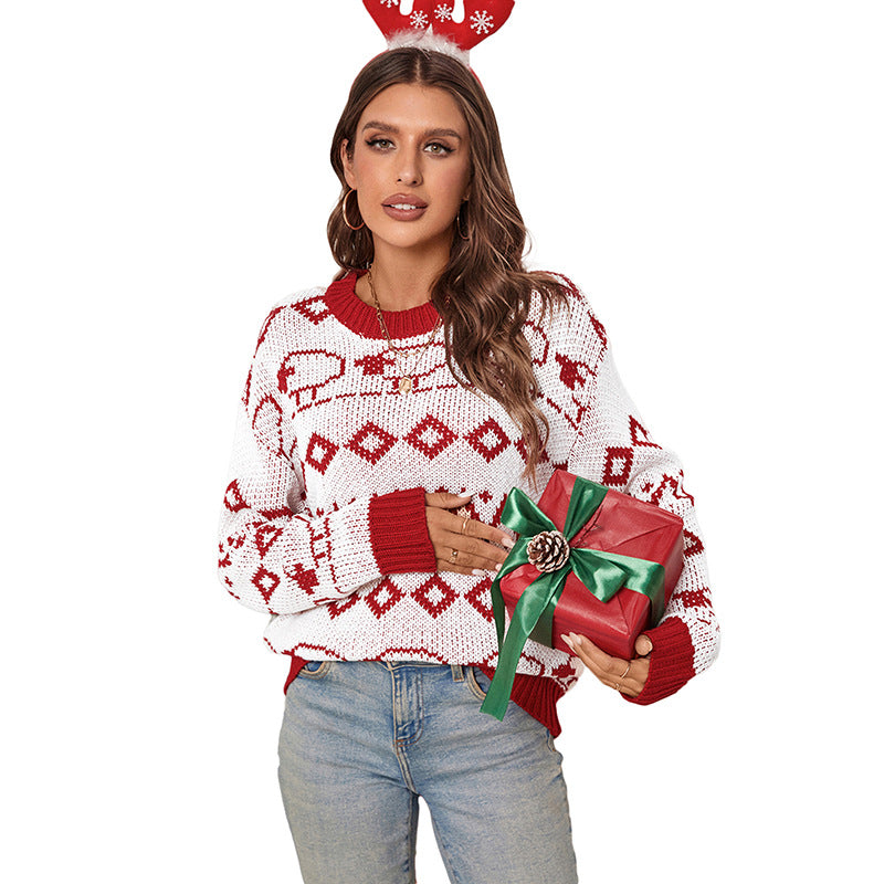 Damen Strickpullover Festlich Muster Mix Weite Ärmel Eveloria