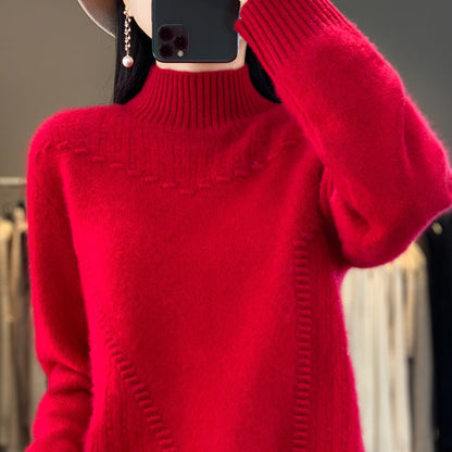 Damen Strickpullover Strukturiert Asymmetrisch Eveloria