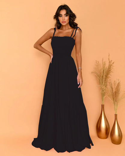 Damen Maxikleid Elastisch Verspieltes Bindeband Eveloria