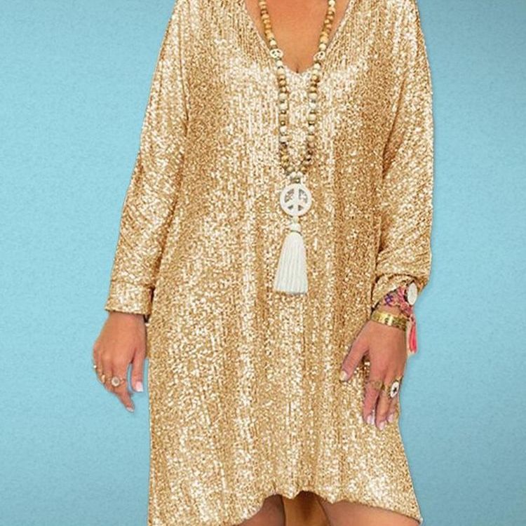 Damen Kaftan-Kleid Glitzernd Lässiger Schnitt Eveloria - Eveloria