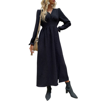 Damen Elegantes Knielanges Kleid mit Knopfdetails Eveloria