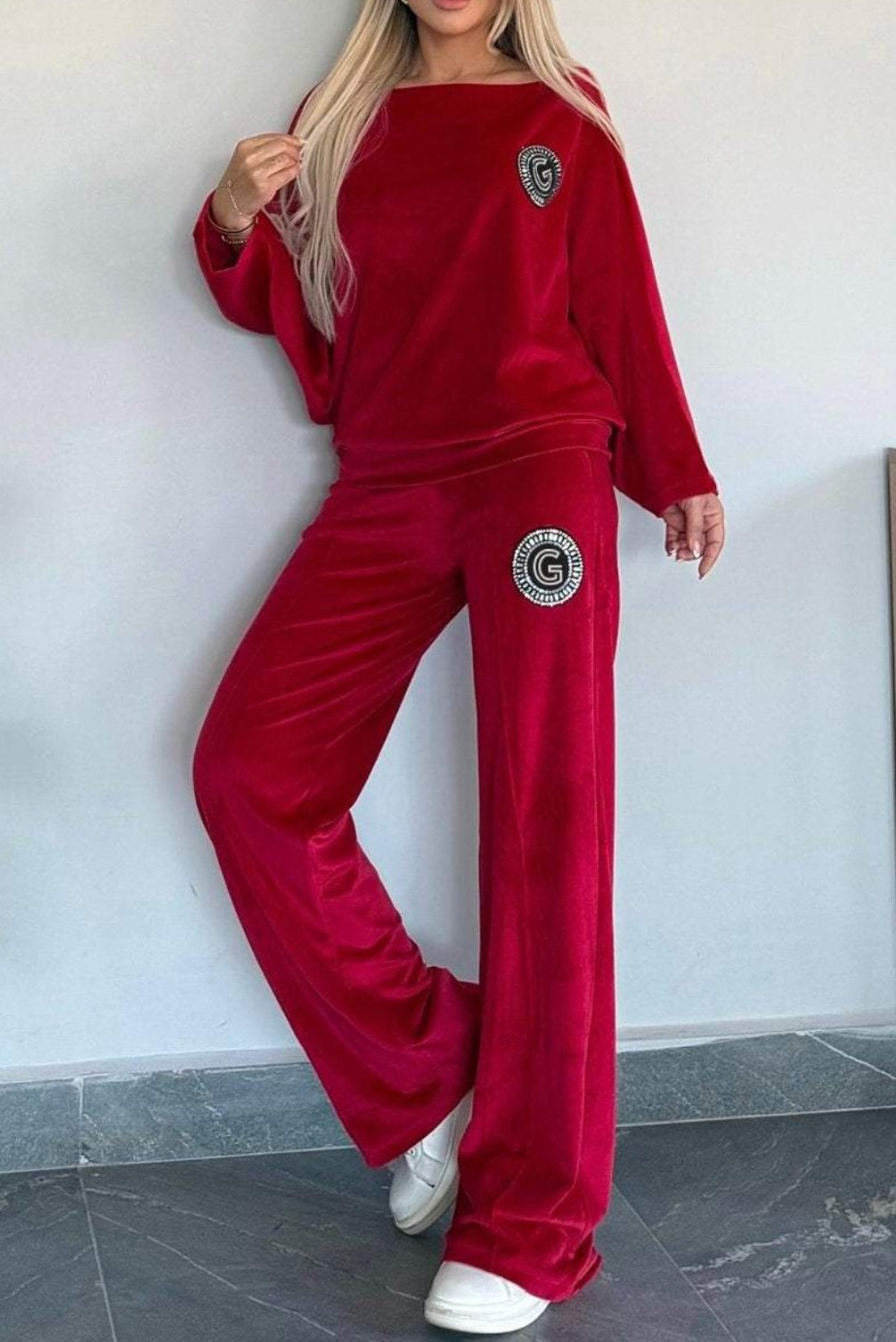 Damen Velvet Loungewear-Set Weich Eveloria