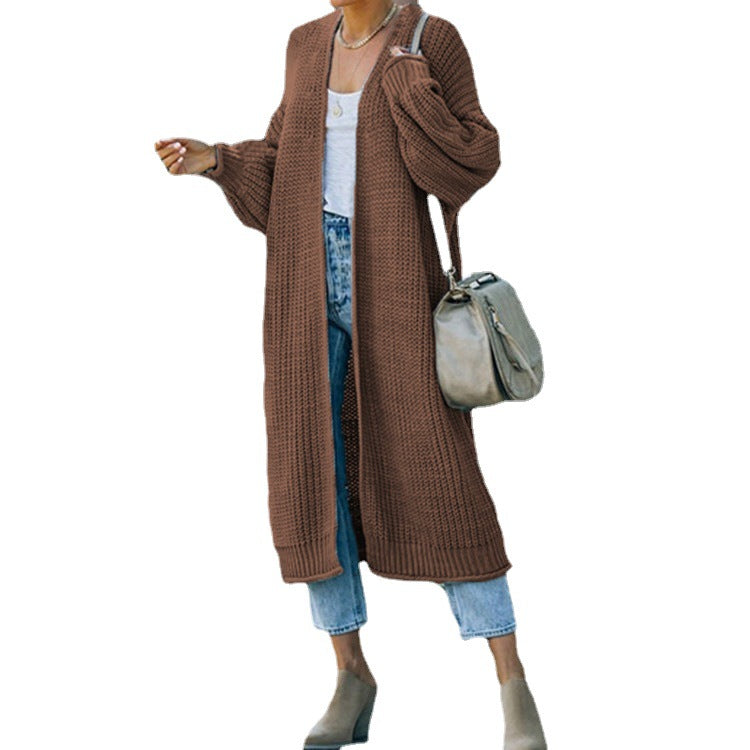Damen Grobstrick-Cardigan Offene Maschen Lässiger Schnitt