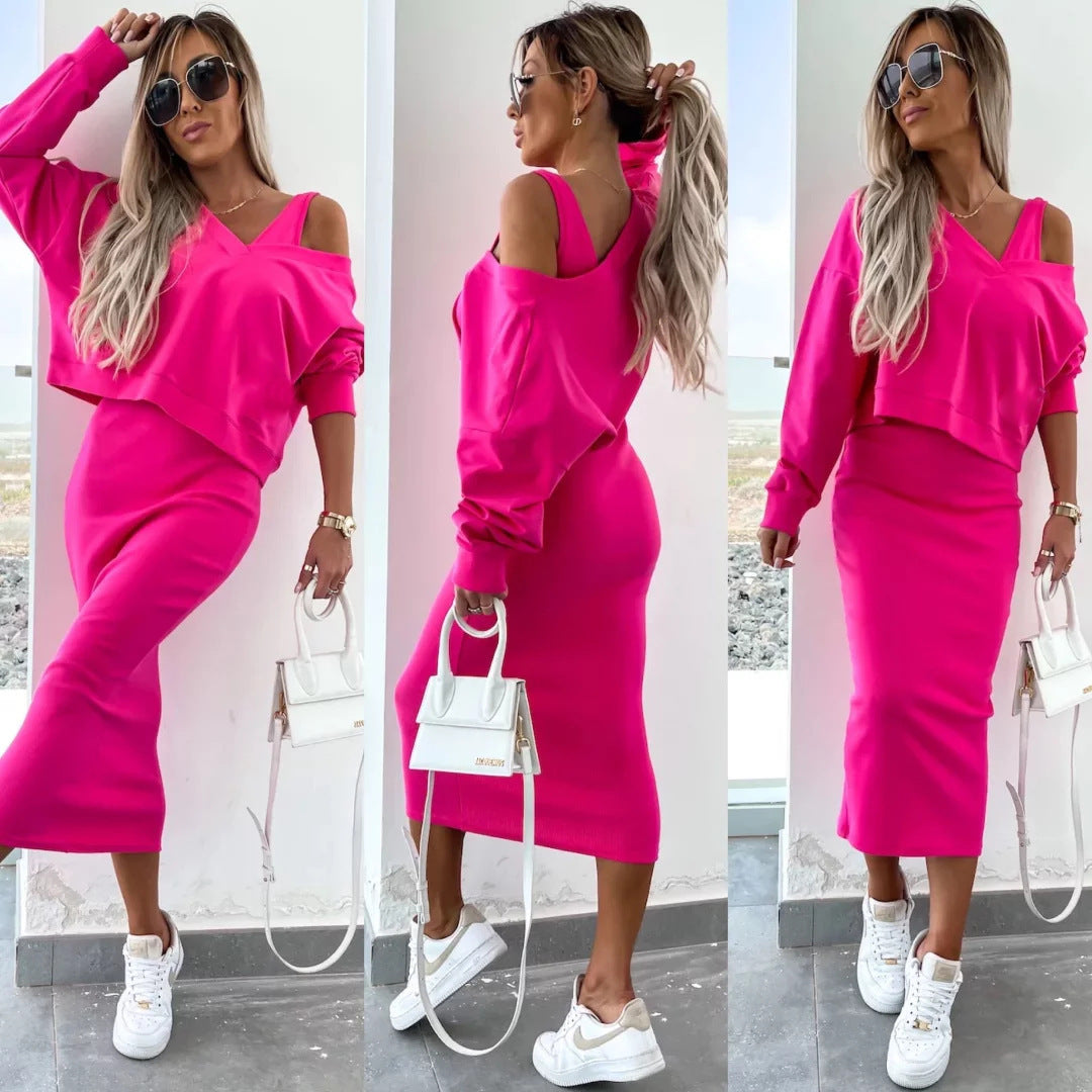 Damen Kleidungsset mit Oberteil und Rock Eveloria Elegantes Set