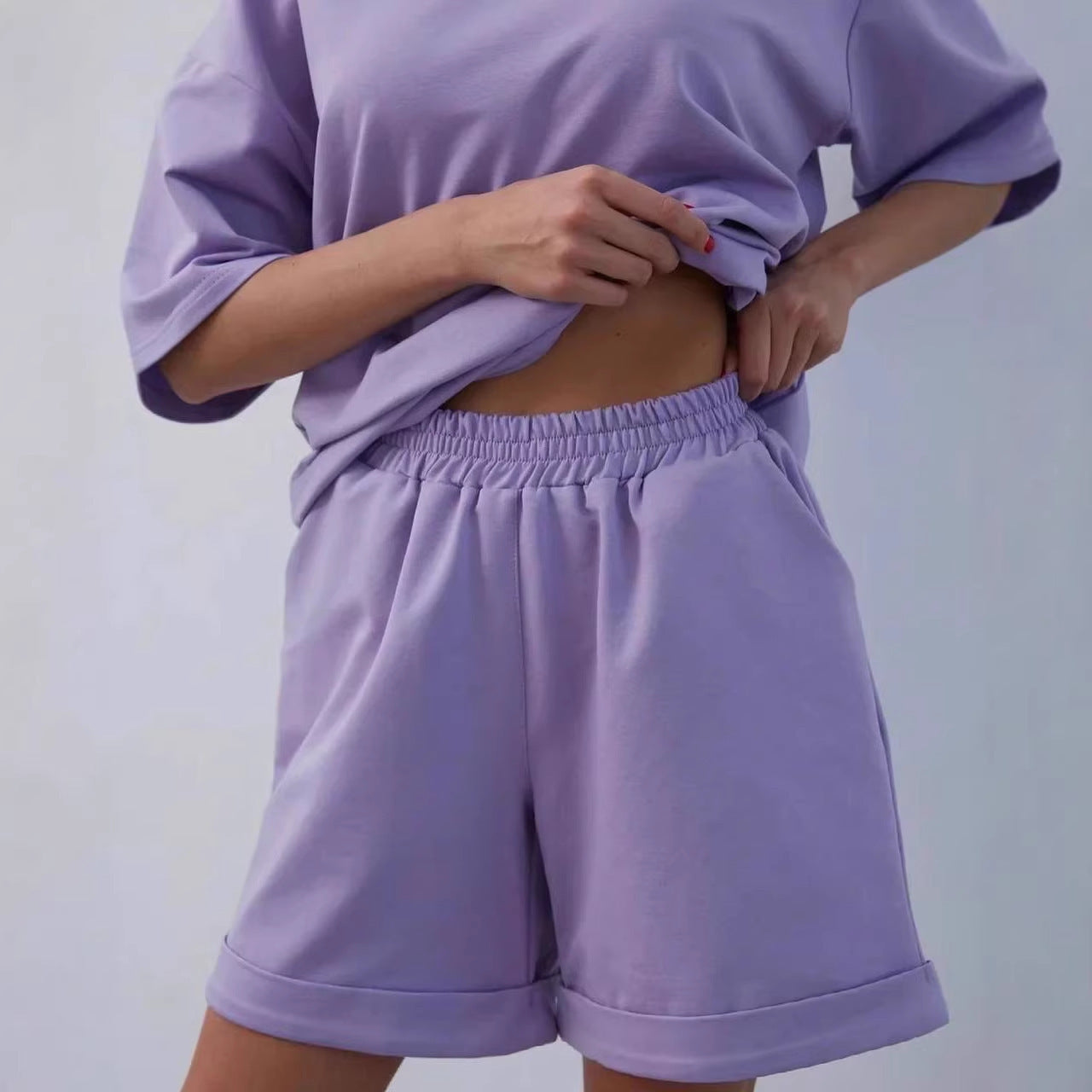 Damen Lounge-Set Oversized T-Shirt Shorts Eveloria