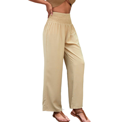 Damen Palazzo-Hose Elastischer Taillenbund Weites Bein