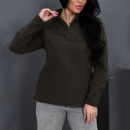 Damen Fleece-Pullover Hochkragen Reißverschluss
