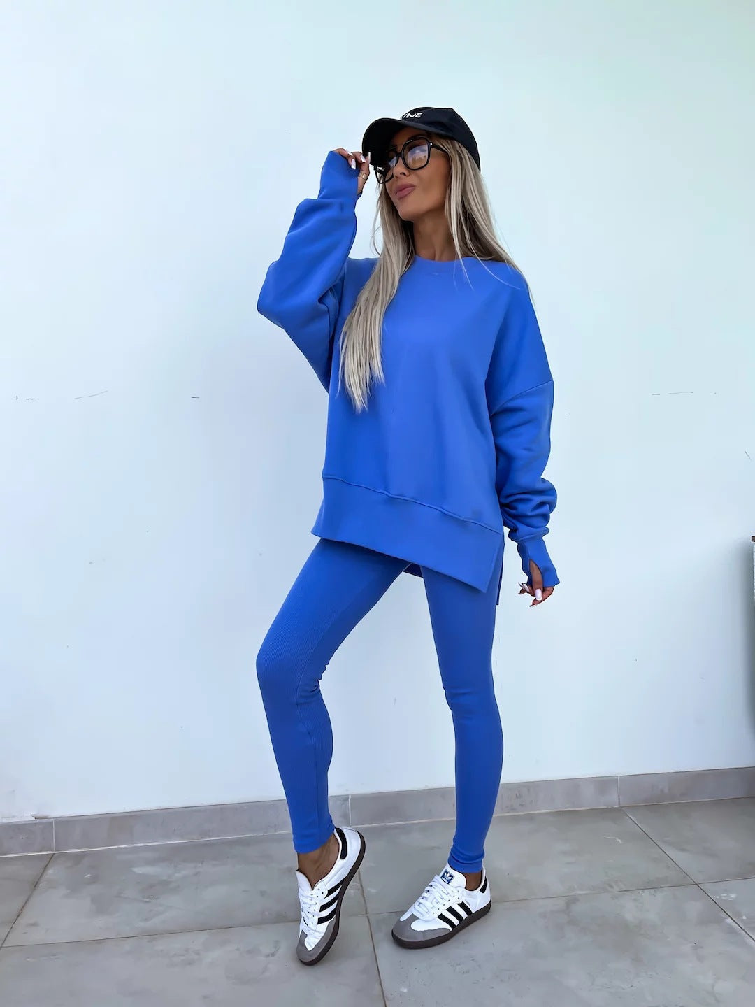 Damen Sport-Loungewear-Set Sweatshirt und Leggings Weite Passform