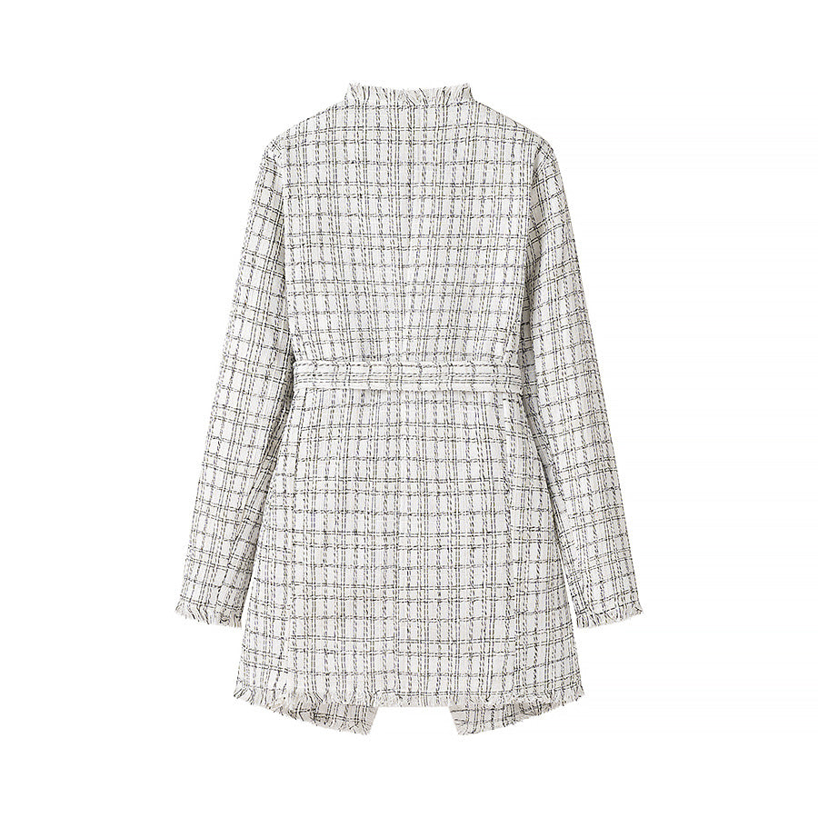 Damen Blazer mit Gürtel Strukturiertes Muster Eveloria