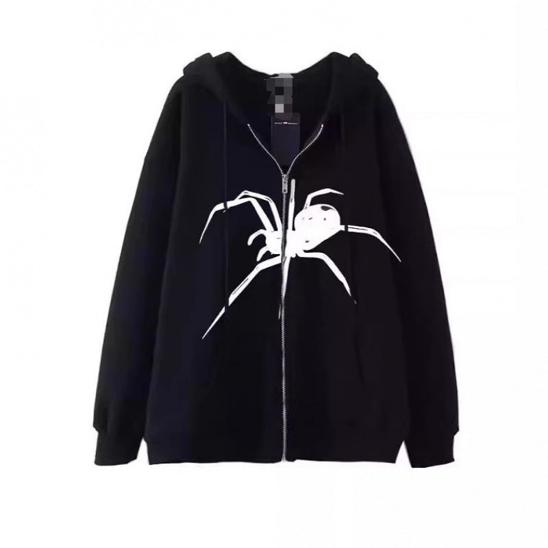 Damen Kapuzenjacke Spinnenmotiv Reißverschluss Eveloria - Eveloria