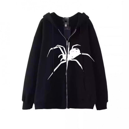 Damen Kapuzenjacke Spinnenmotiv Reißverschluss Eveloria - Eveloria