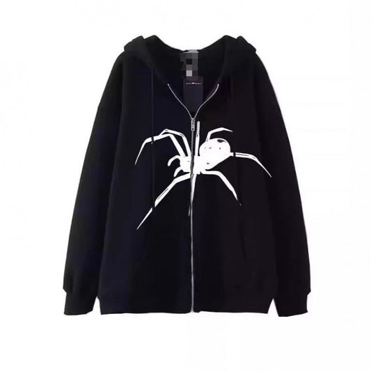 Damen Kapuzenjacke Spinnenmotiv Reißverschluss Eveloria - Eveloria