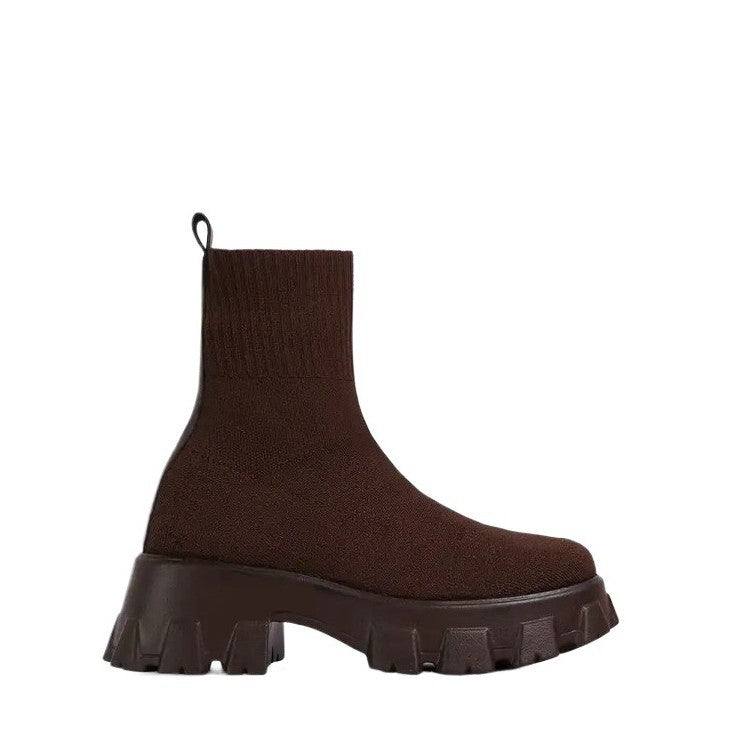 Damen Stiefel Hoch Schaft Robustes Plateau Eveloria