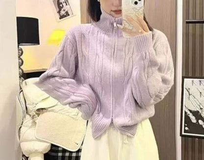 Damen Pullover Grobstrick Hochkragen Eveloria