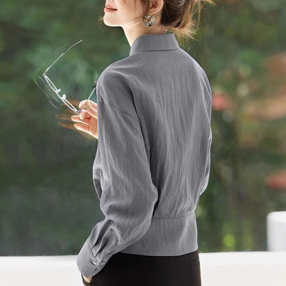 Damen Oversized Bluse mit Taillengürtel