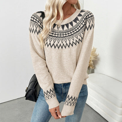 Damen Strickpullover Grafisches Muster Lässiger Schnitt