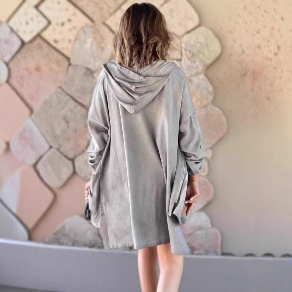 Damen Übergangsjacke mit Kapuze und Taschen Hochwertig