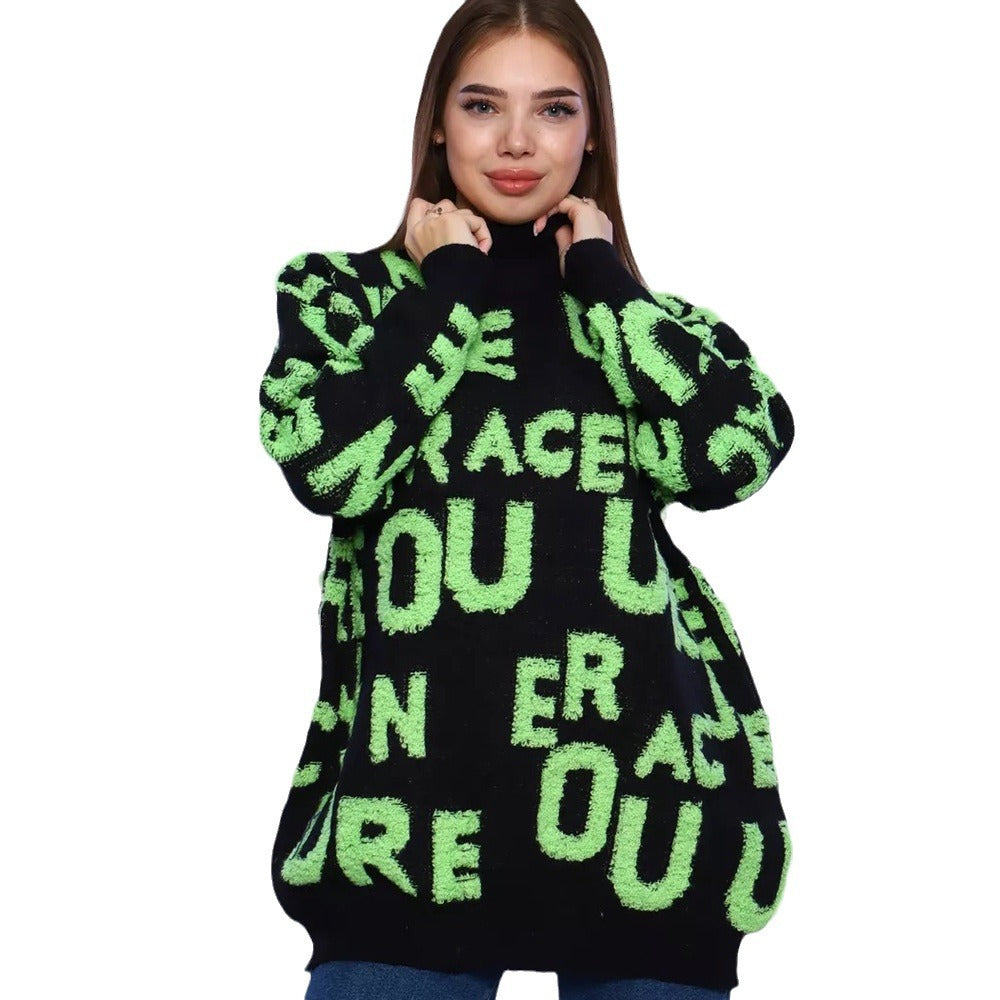 Damen Pullover Oversized Hochkragen