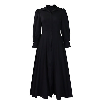Damen Maxi-Hemdkleid mit Taillenbund Elegantes Design
