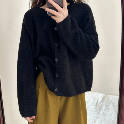 Damen Cardigan Weit Gemütlich mit Knöpfen Beige