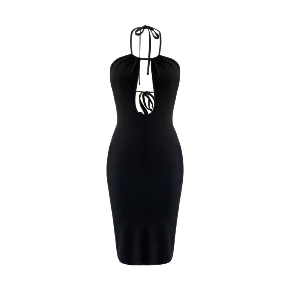 Damen Bodycon Kleid V-Ausschnitt Raffiniertes Halterdesign Eveloria