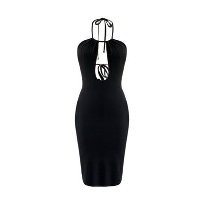 Damen Bodycon Kleid V-Ausschnitt Raffiniertes Halterdesign Eveloria
