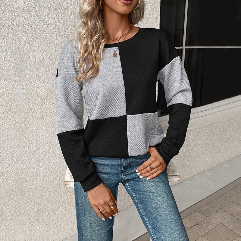 Damen Sweatshirt Blockstreifen Rundhals