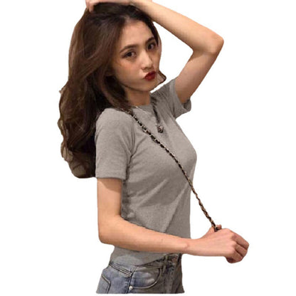 Damen T-Shirt Rundhalsausschnitt Elastisch Eveloria