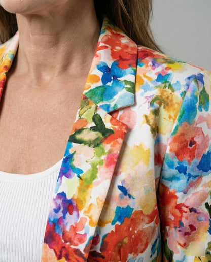 Damen Blazer Floralmuster Elegante Silhouette
