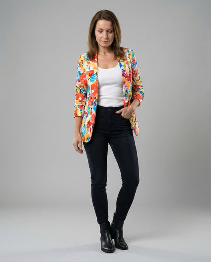 Damen Blazer Floralmuster Elegante Silhouette
