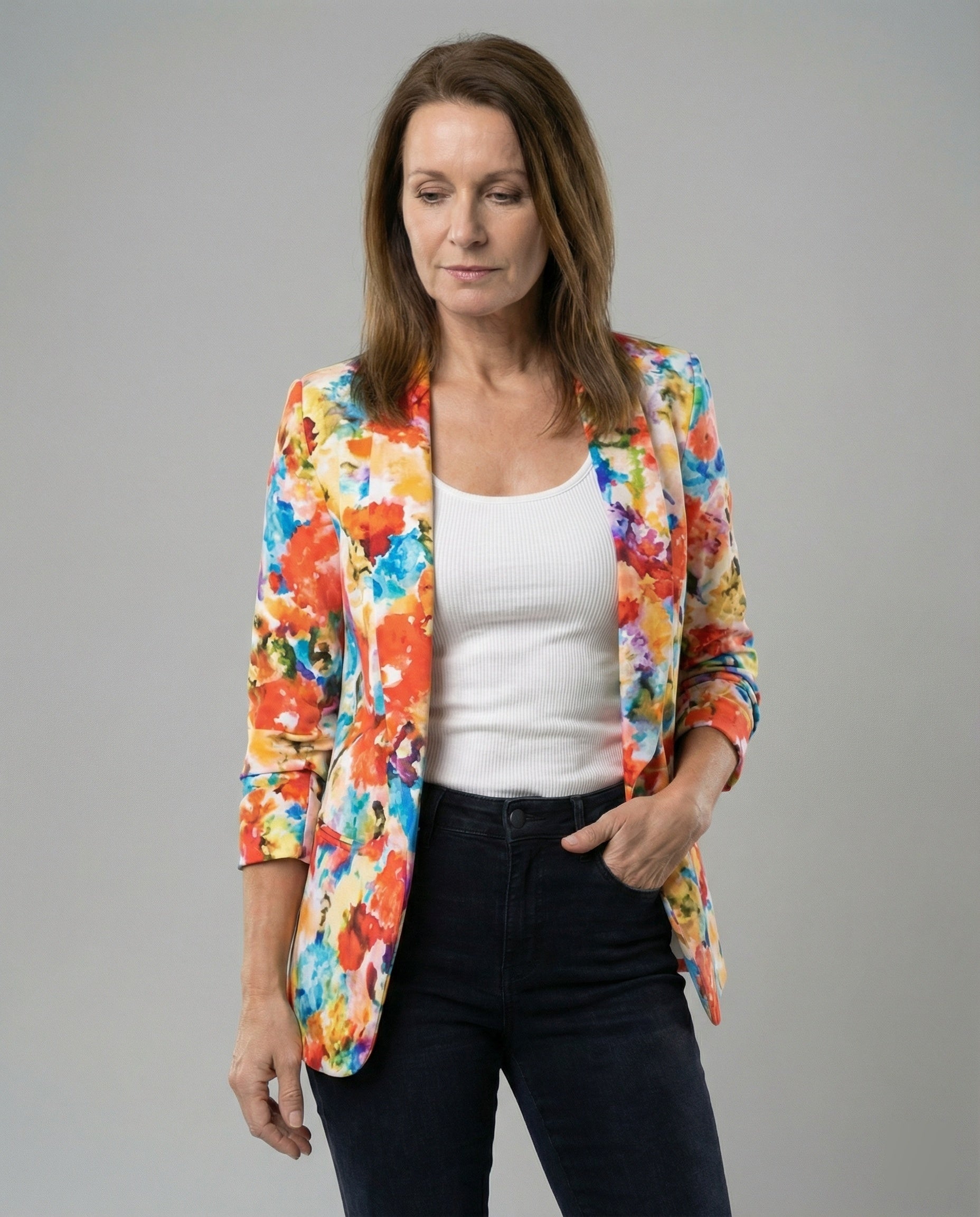 Damen Blazer Floralmuster Elegante Silhouette - Eveloria