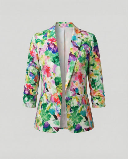 Damen Blazer Floralmuster Elegante Silhouette