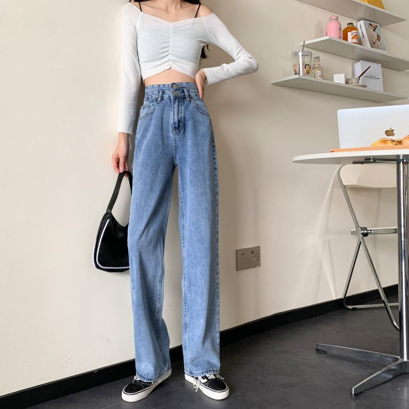Damen Weite Jeans Lässiger Schnitt Eveloria