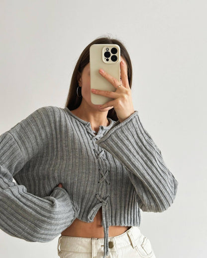 Damen Strickpullover Locker Zopfdesign Eveloria