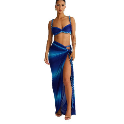 Damen Bikiniset Wickeltuch Schnürdetails