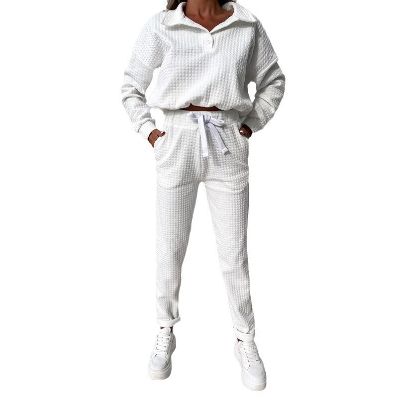 Damen Freizeitanzug Set Cropped Oberteil Bequeme Hose Eveloria