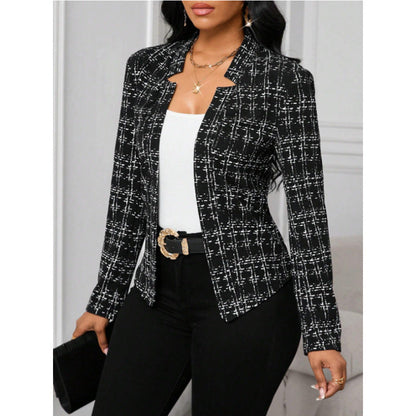 Damen Tweedjacke Figurbetonter Schnitt Eveloria