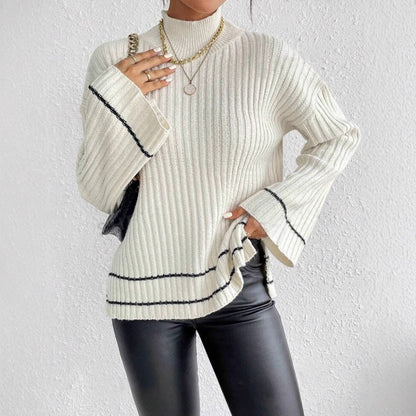 Damen Rollkragenpullover Gerippt Langarm Winter - Eveloria