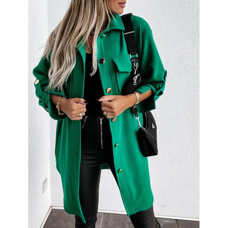 Damen Utility Jacke Knopfverschluss Taschen Eveloria