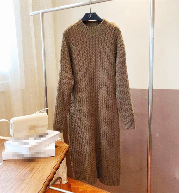 Damen Strickkleid Lässig Strukturiert Anthrazit